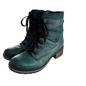 Dromedaris Kara Teal Leather Lace Up Ankle Boots Womens EU 39 US 8.5-9 Portugal